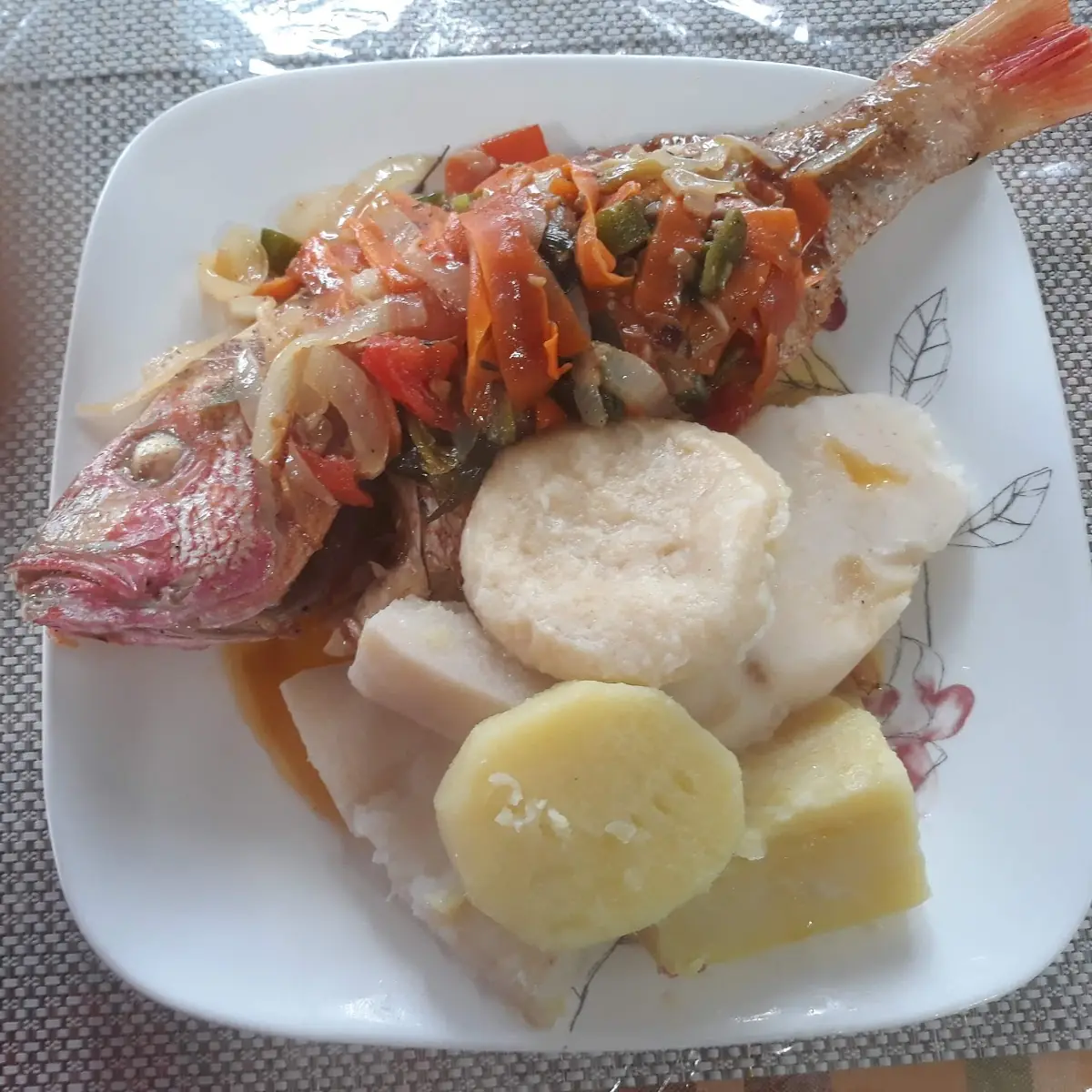 Steamed Fish with Dumplings & Yams