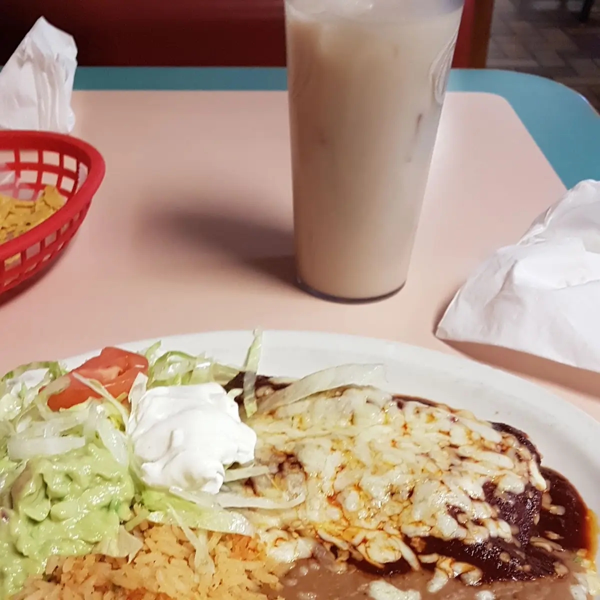 Green Chili Chicken Enchilada Plate