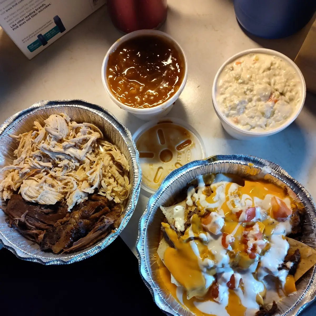 Pulled Beef Brisket and Pulled Chicken