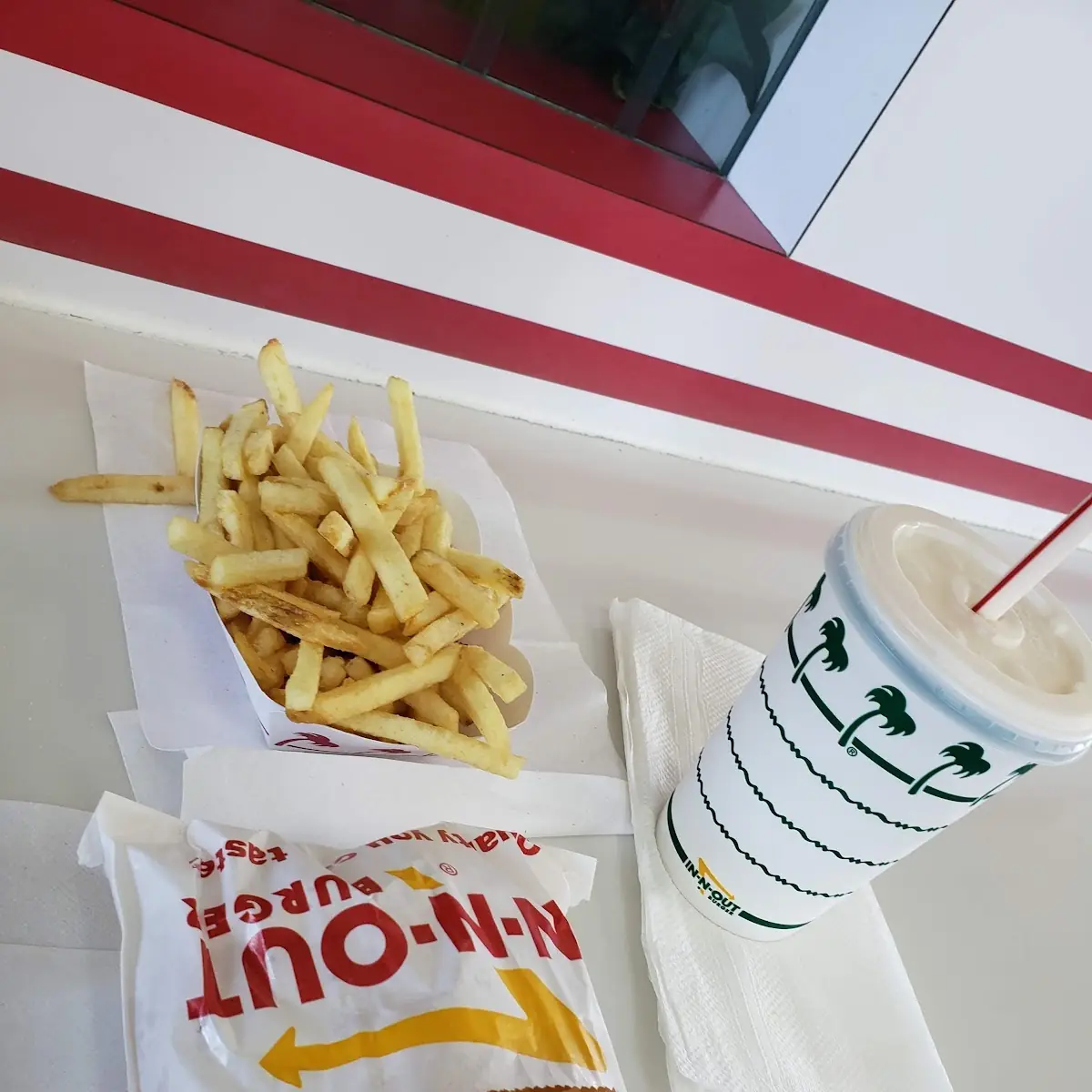 Plain Hamburger with Fries and Vanilla Shake