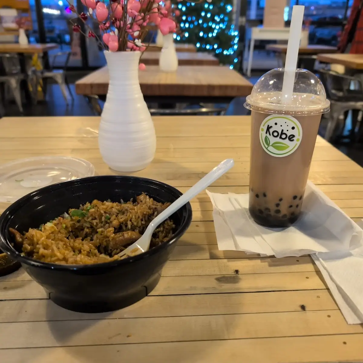 Chicken Fried Rice & Brown Sugar Bubba Tea