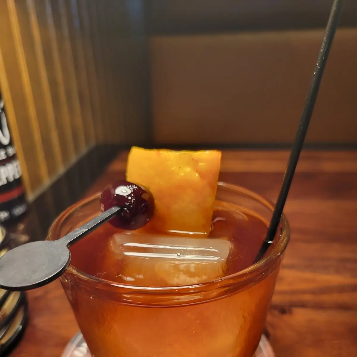 Longhorn Old Fashioned Cocktail with One Large Ice Cube