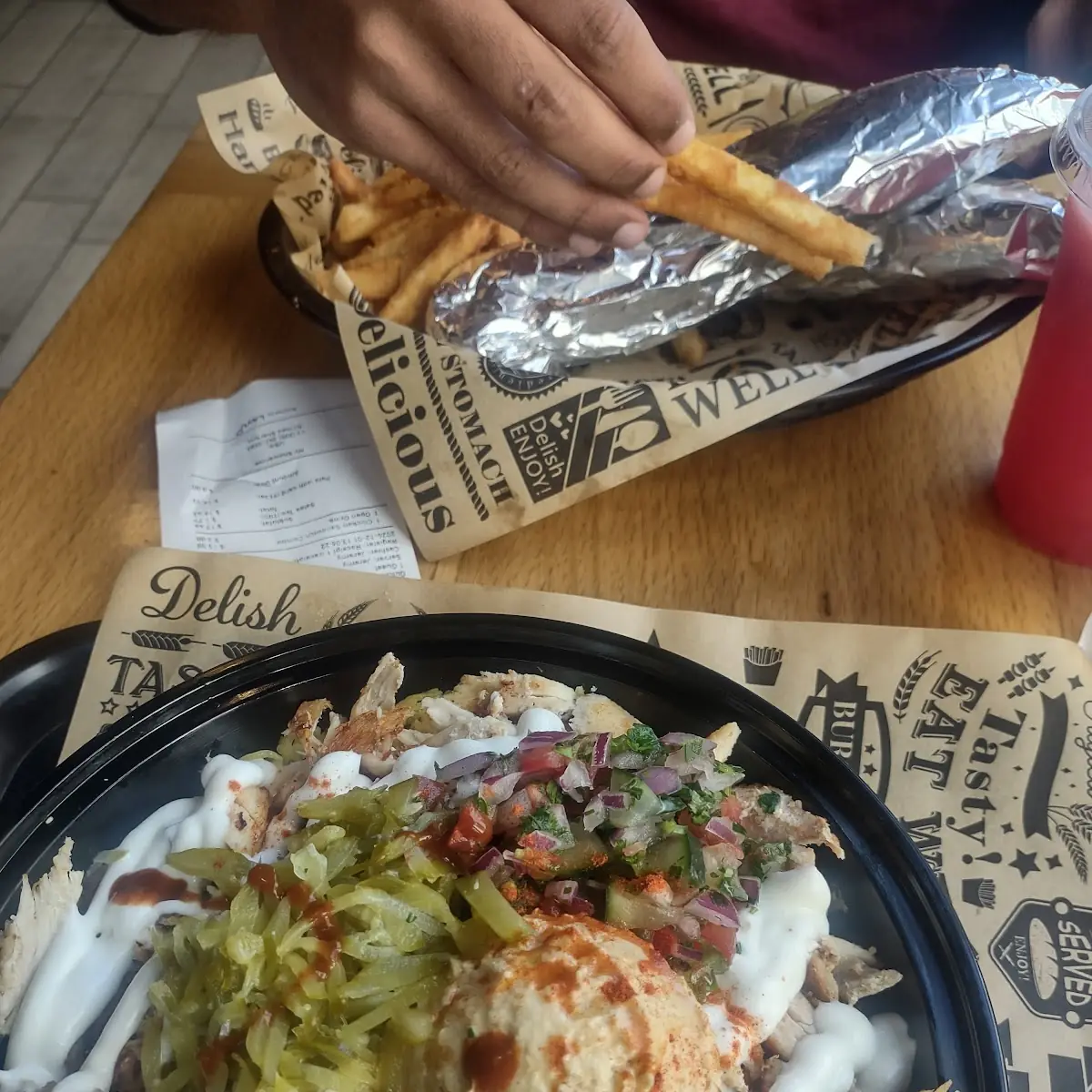 Chicken Shawarma Plate and Pickles