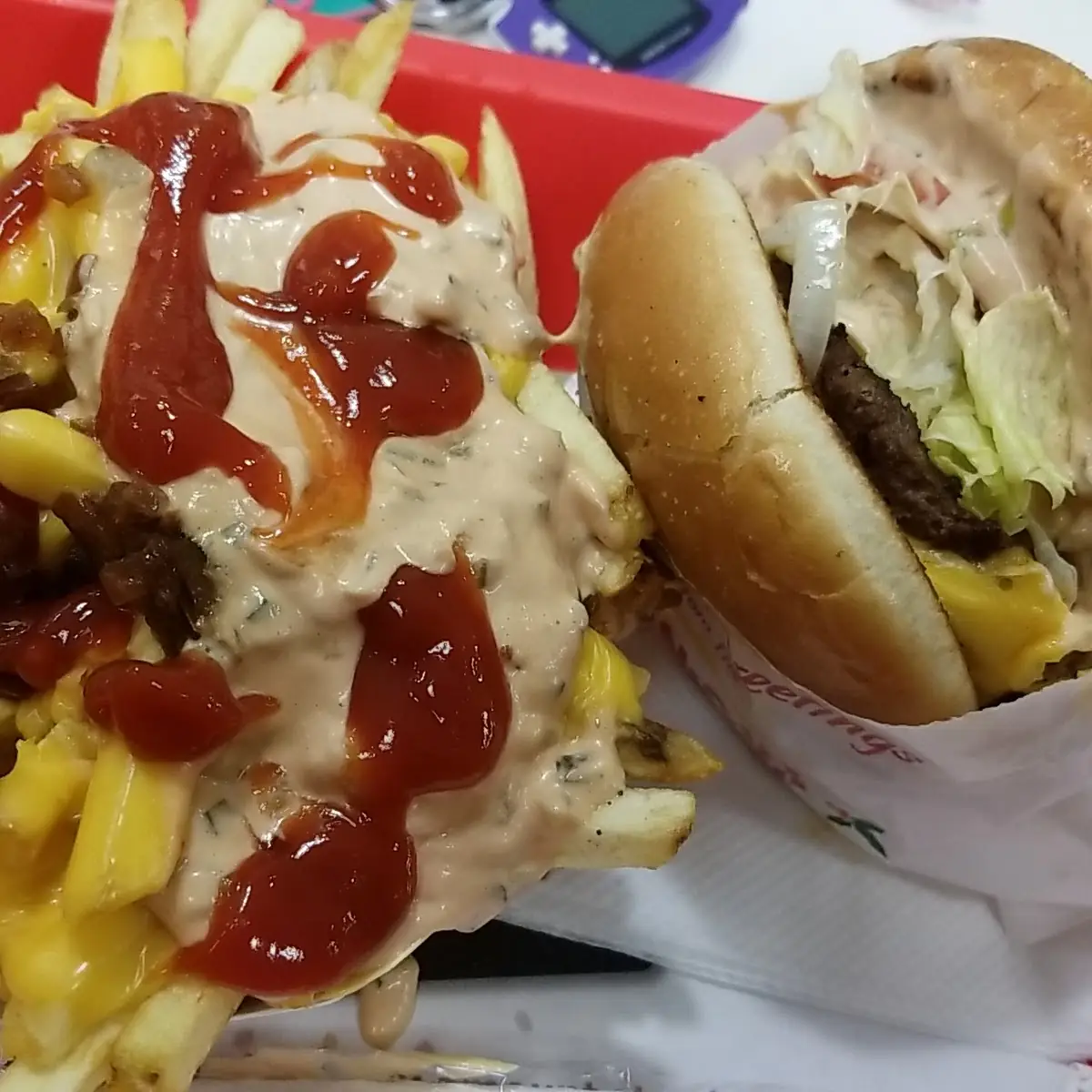 2 Cheese Burger with Light Onions and Extra Spread