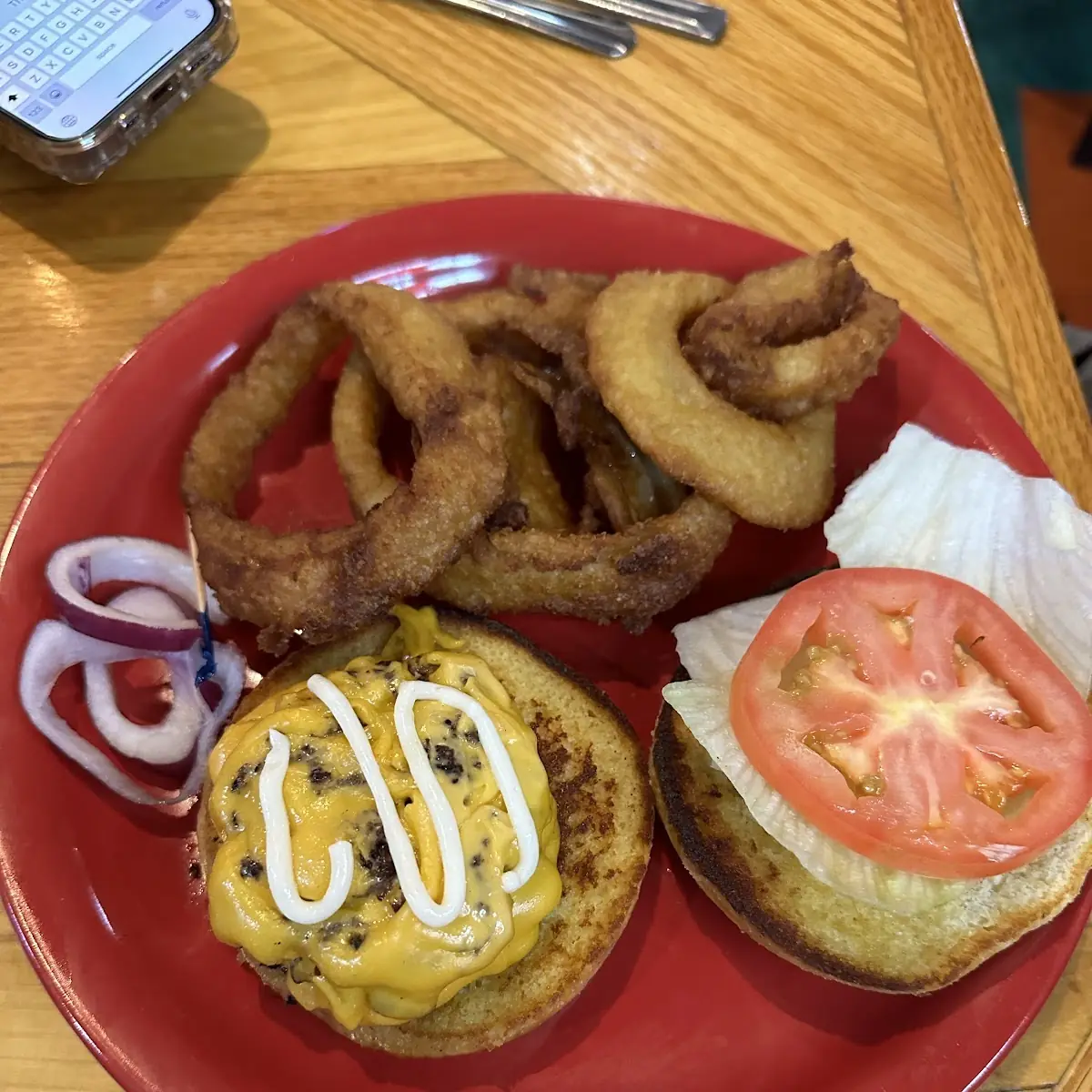 Smash Burger with Onion Rings