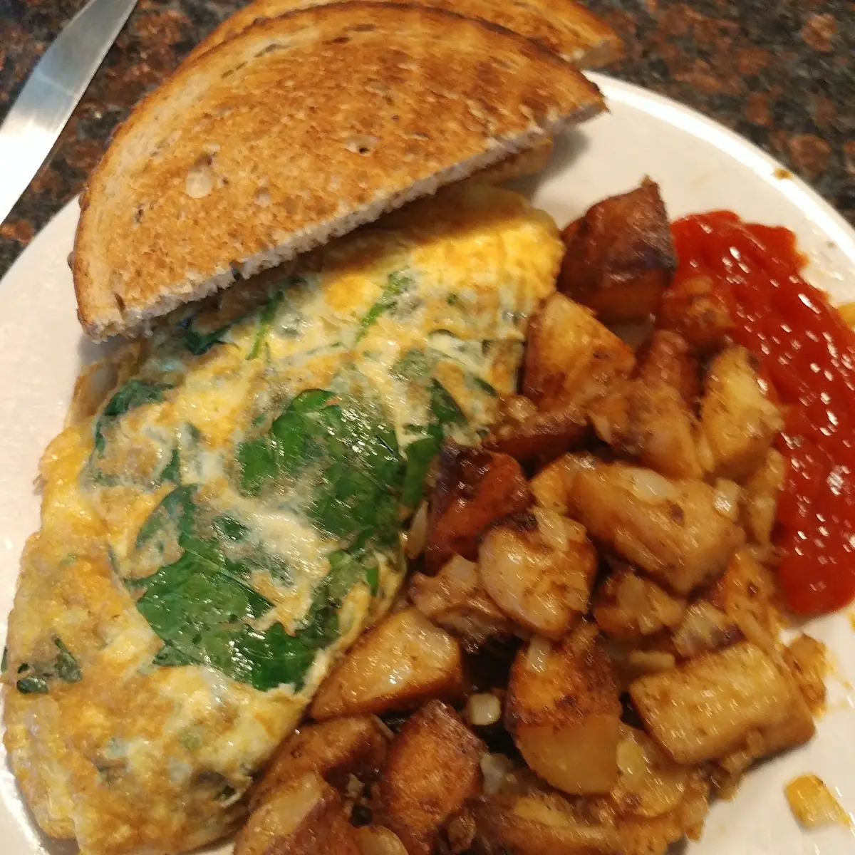 Omelette with Spinach Tomato & Onion