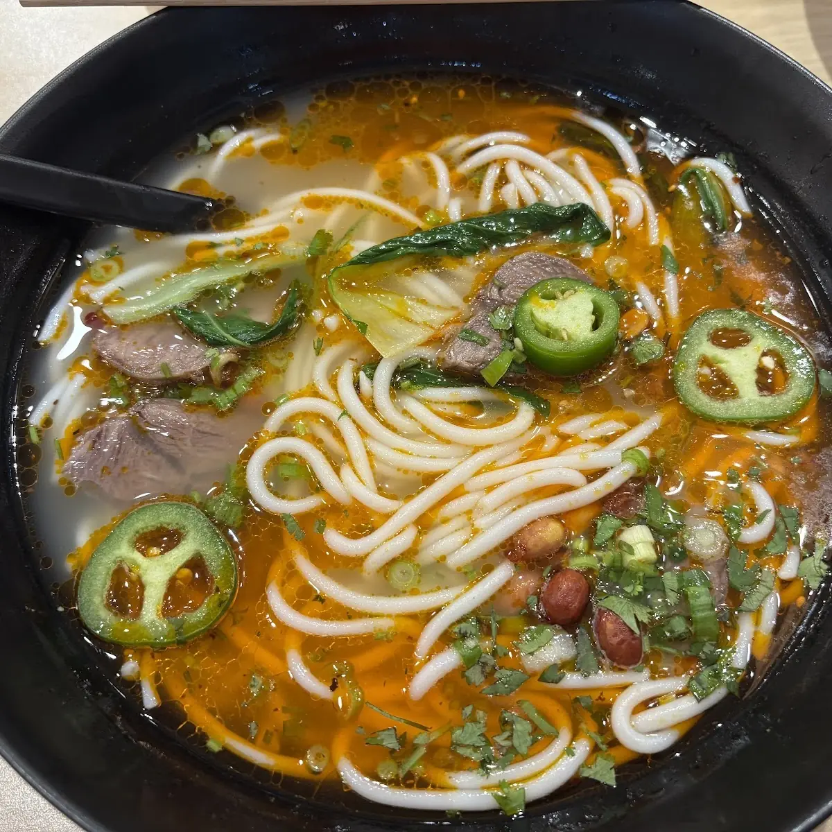 Spicy Beef Rice Noodle Soup