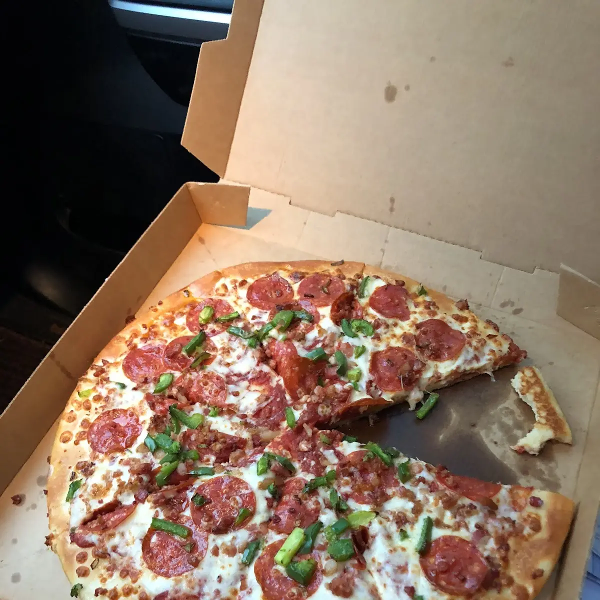 Pepperoni Green Pepper and Bacon Pizza