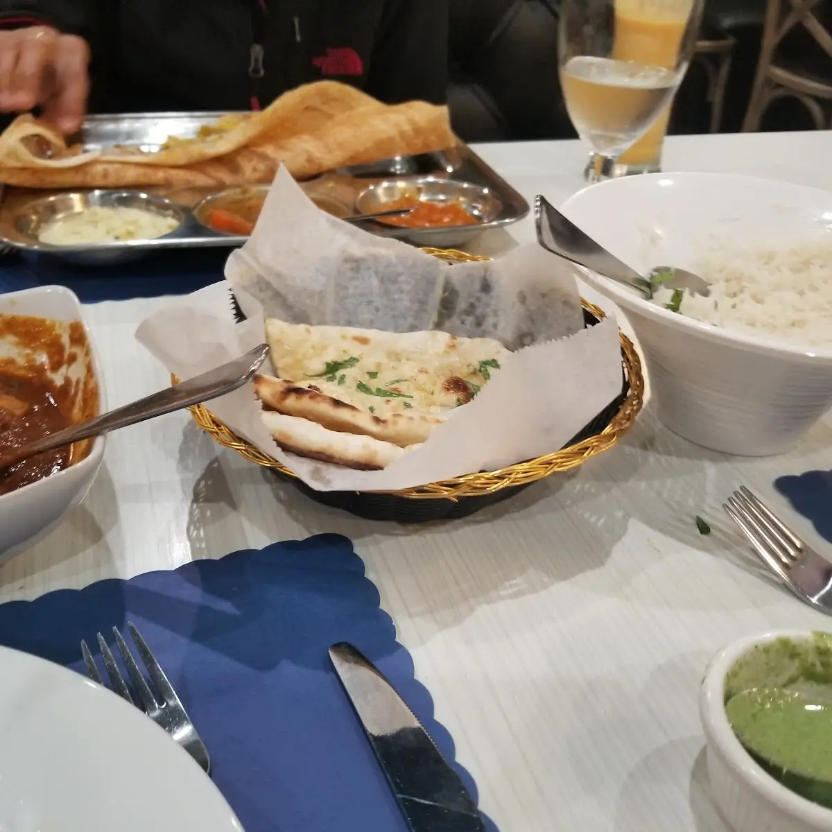 Chicken Chettinadu Garlic Nan and Basmati Rice