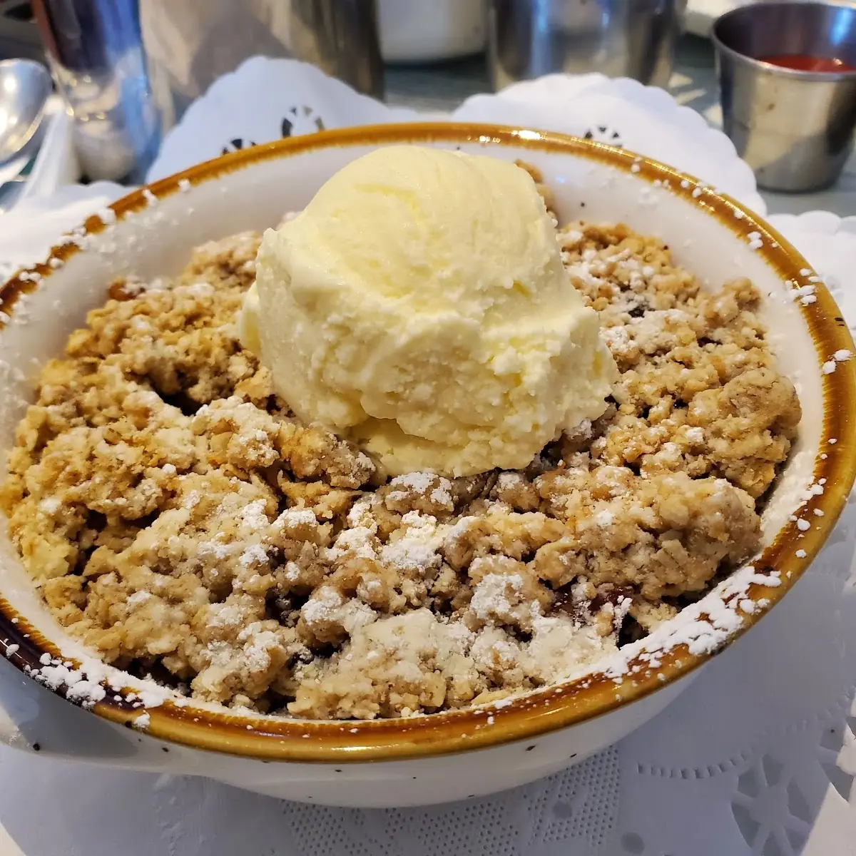Apple Crisp with Vanilla Ice Cream