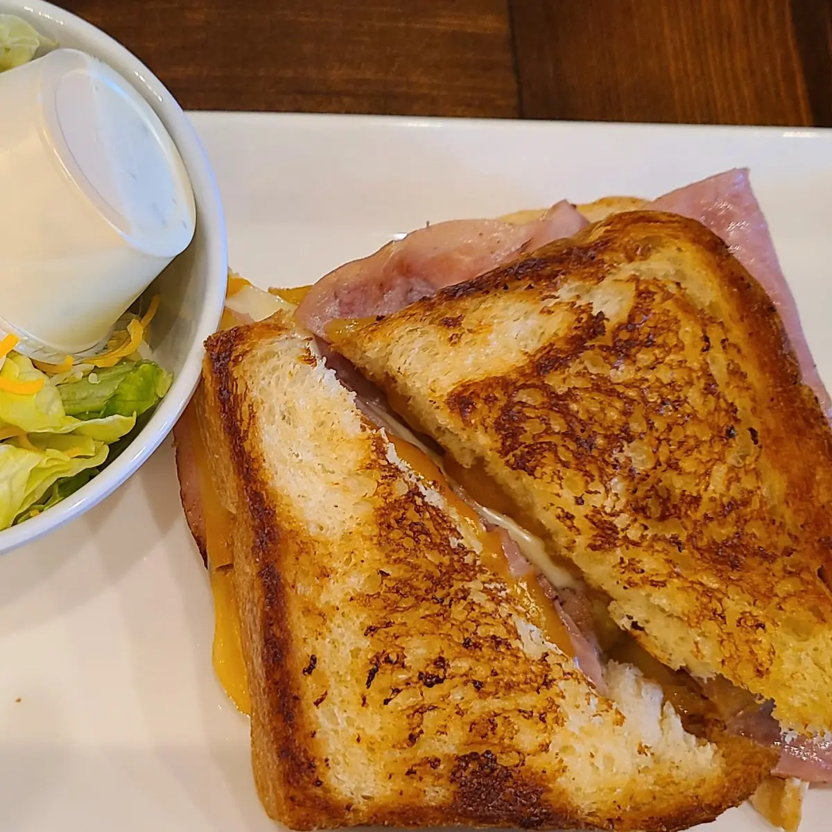 Ham and Cheese Sandwich and Salad
