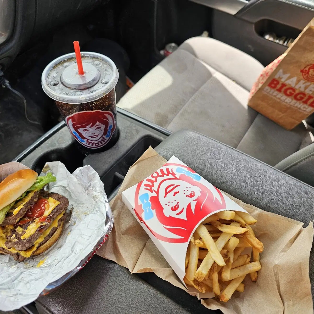 Dave's Triple Cheeseburger and Fries