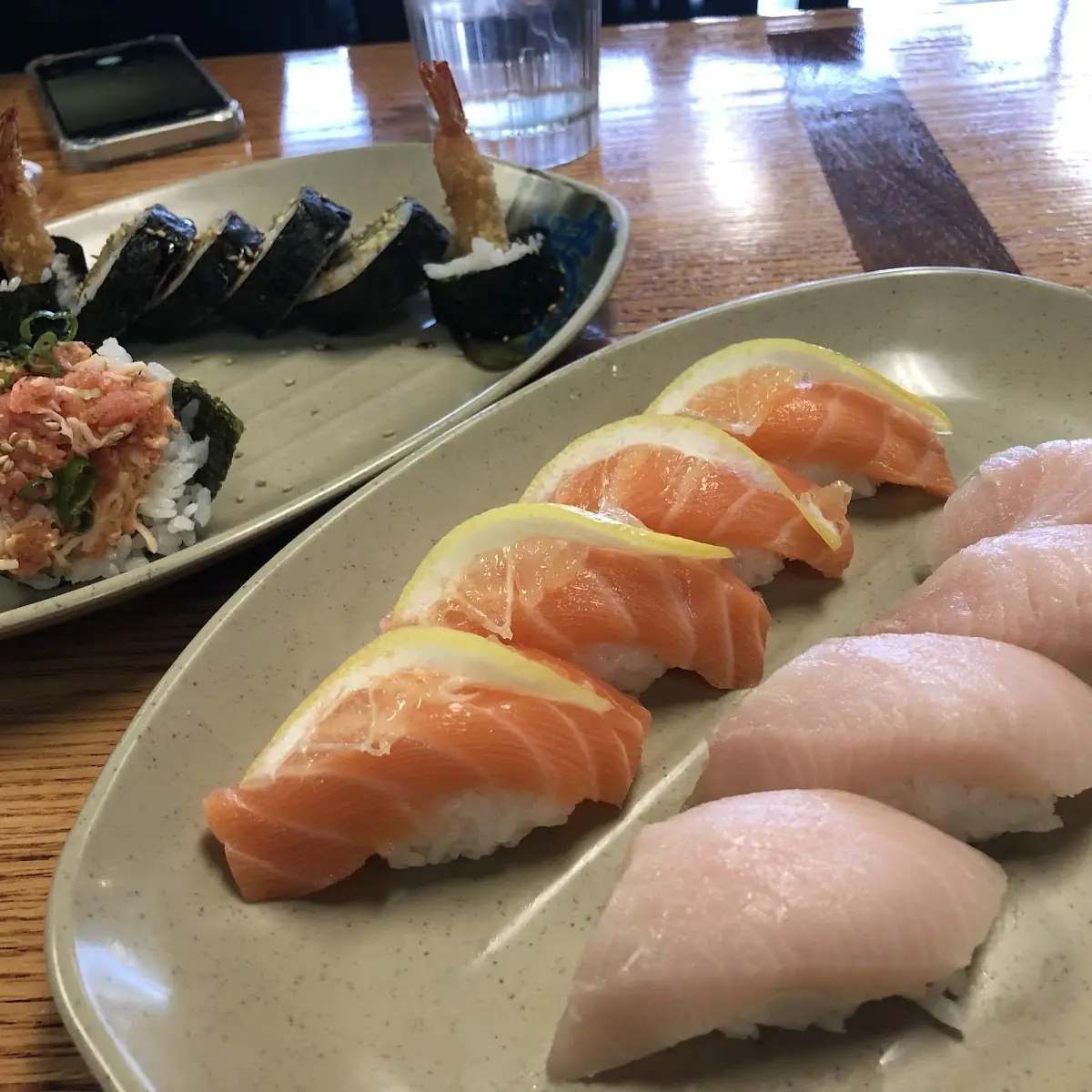 Yellowtail and Salmon Nigiri
