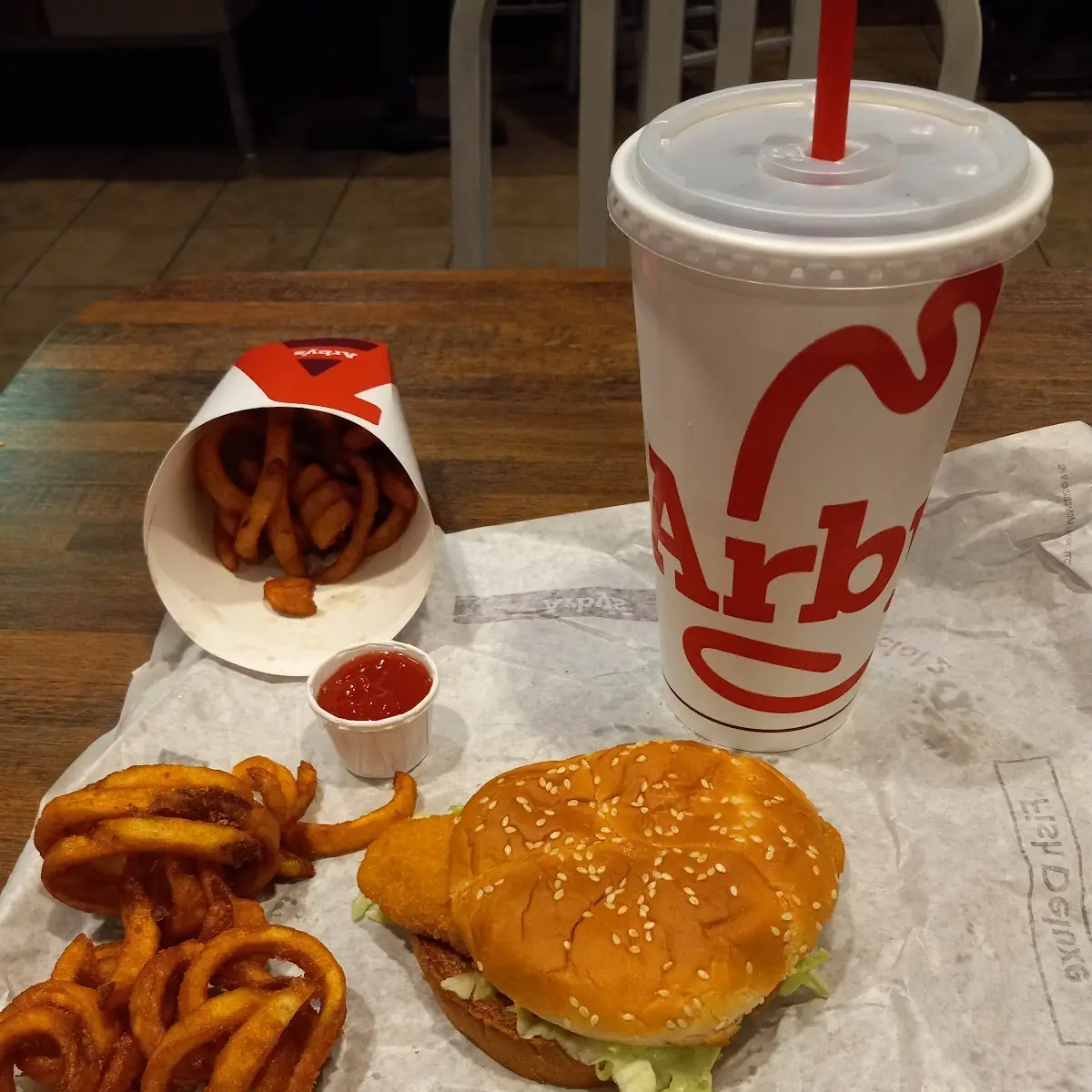 Fish Sandwich and Curly Fries