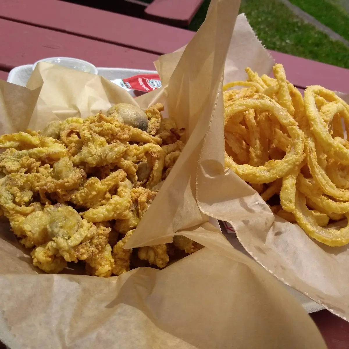 Fried Clams and Onion Rings