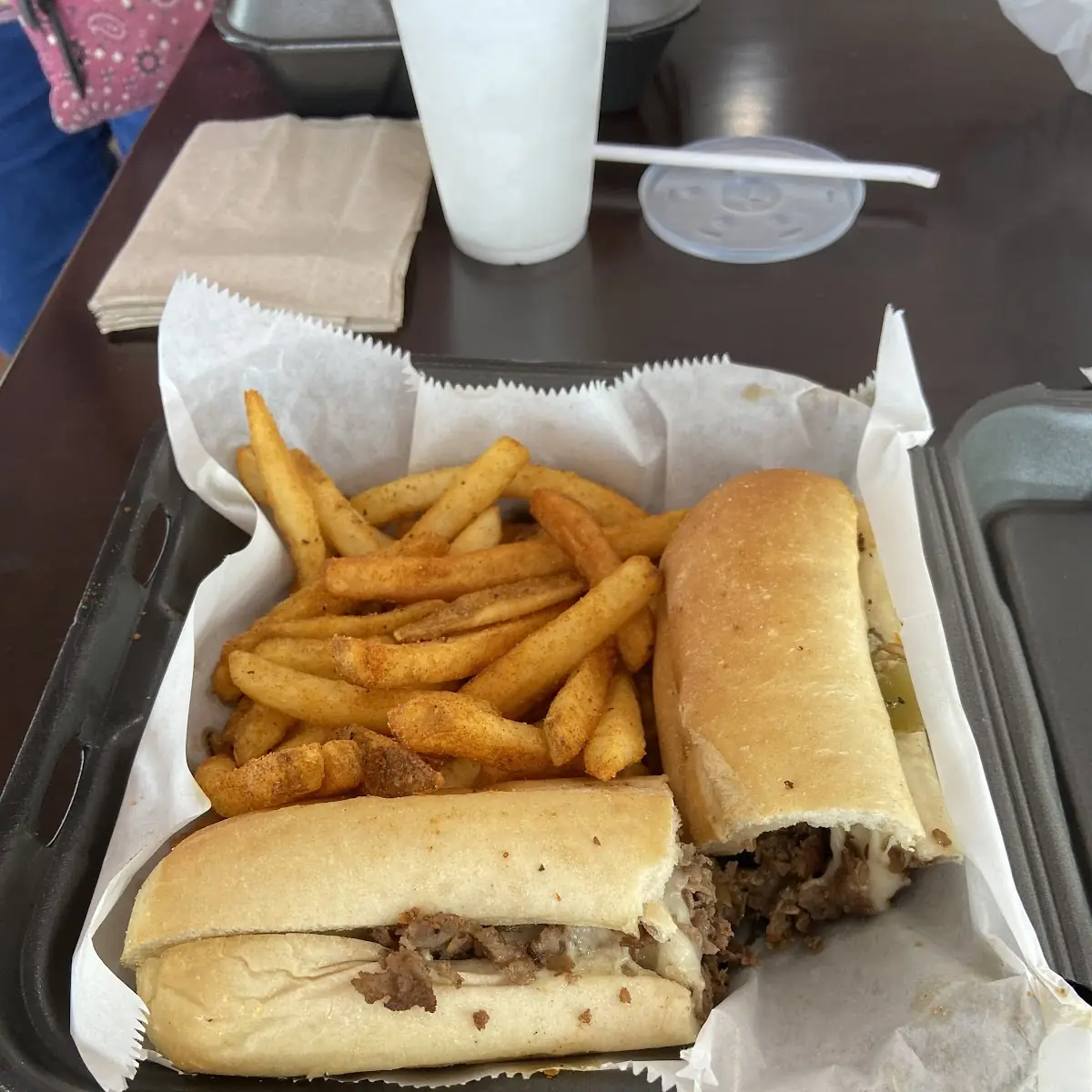Philly Cheese Steak Sandwich & Fries