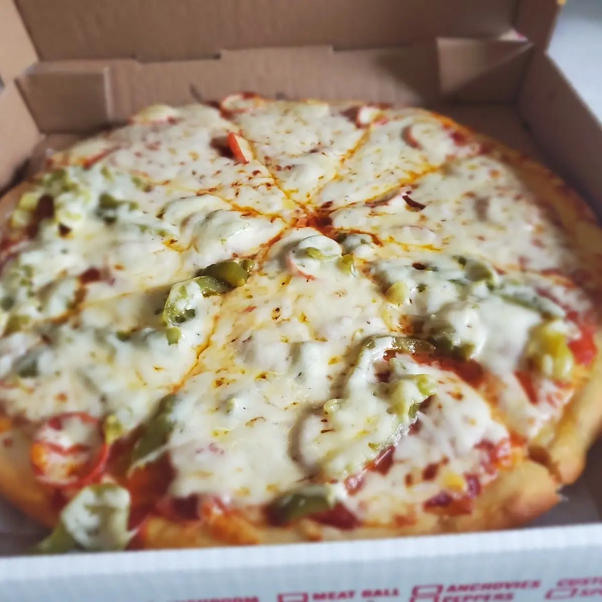 Pepperoni Pizza with Half Mixed Peppers