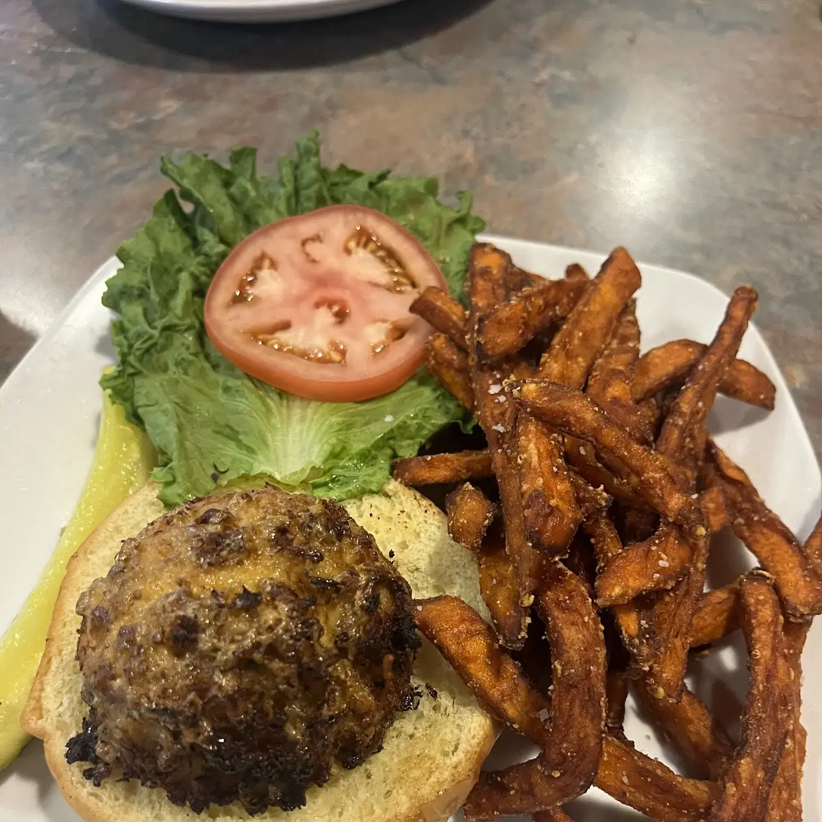 Crabcake Sandwich with Sweet Potato Fries