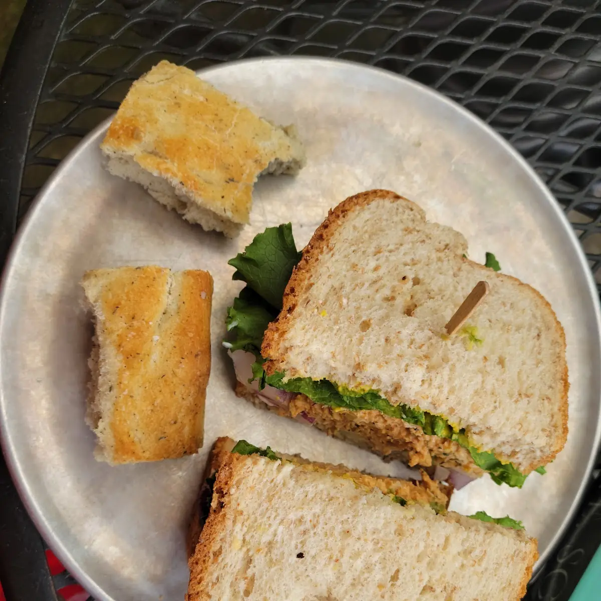 Chicken Salad on Multigrain Bread with Focaccia Bread