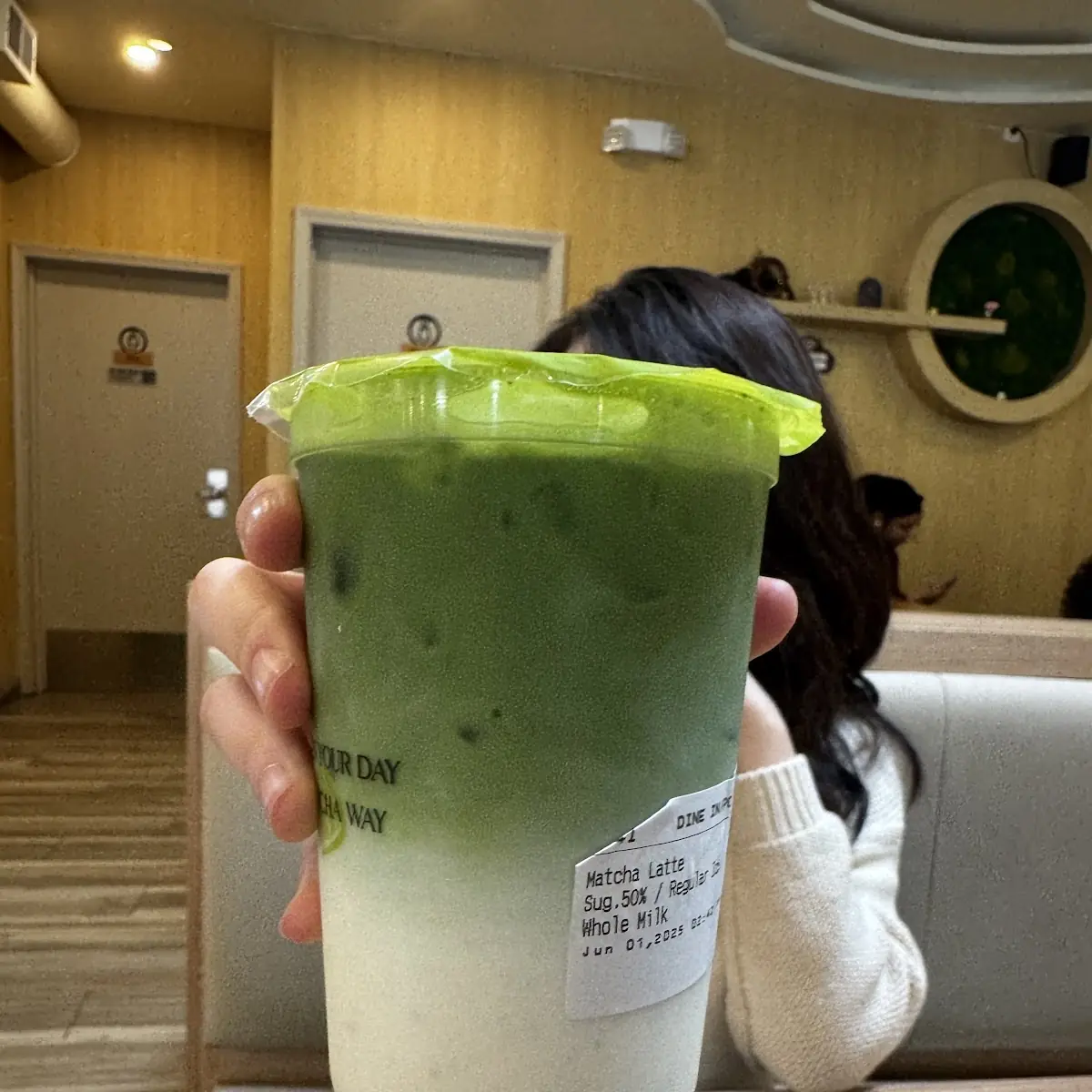 Iced Matcha Latte with Boba