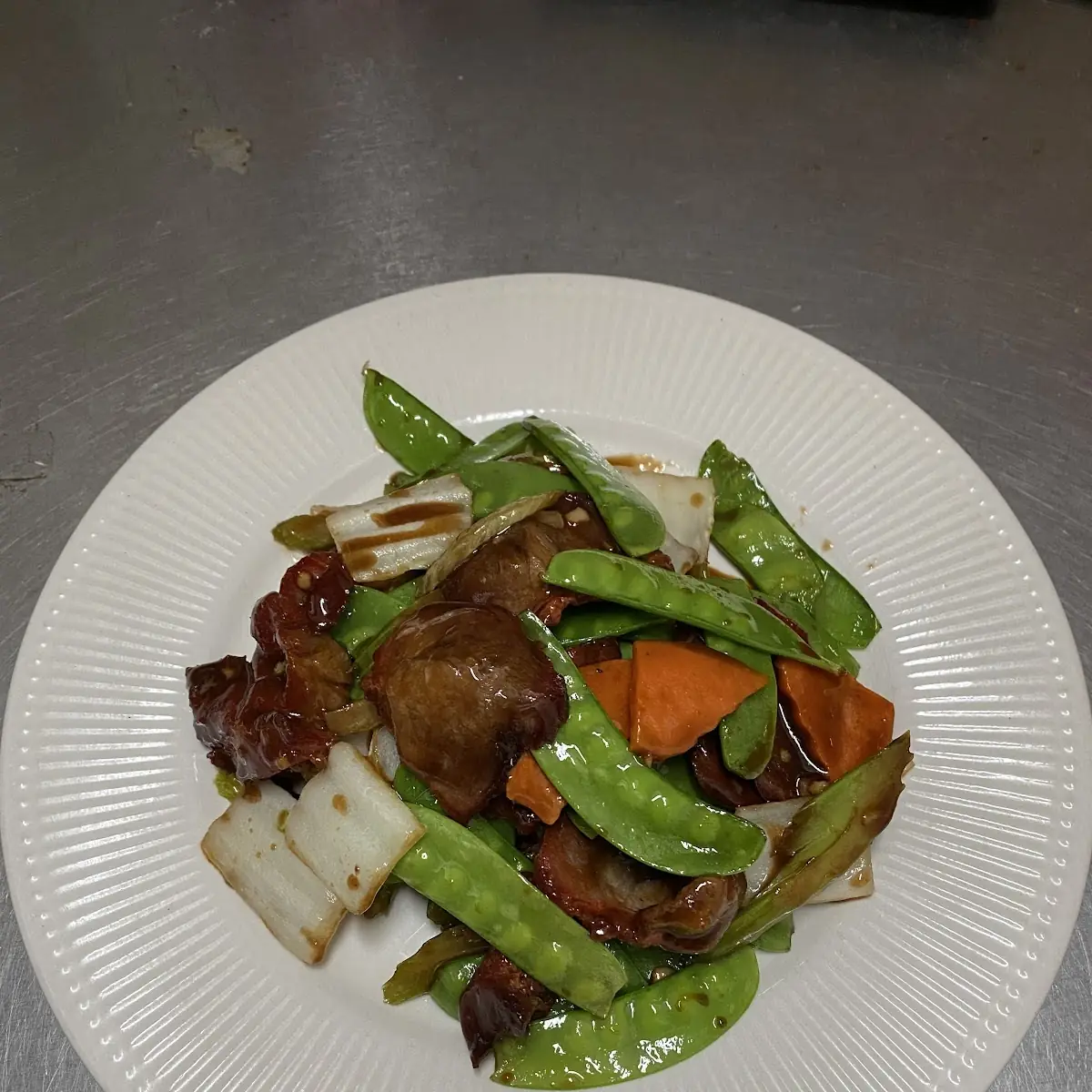 Roast Pork with Snow Peas