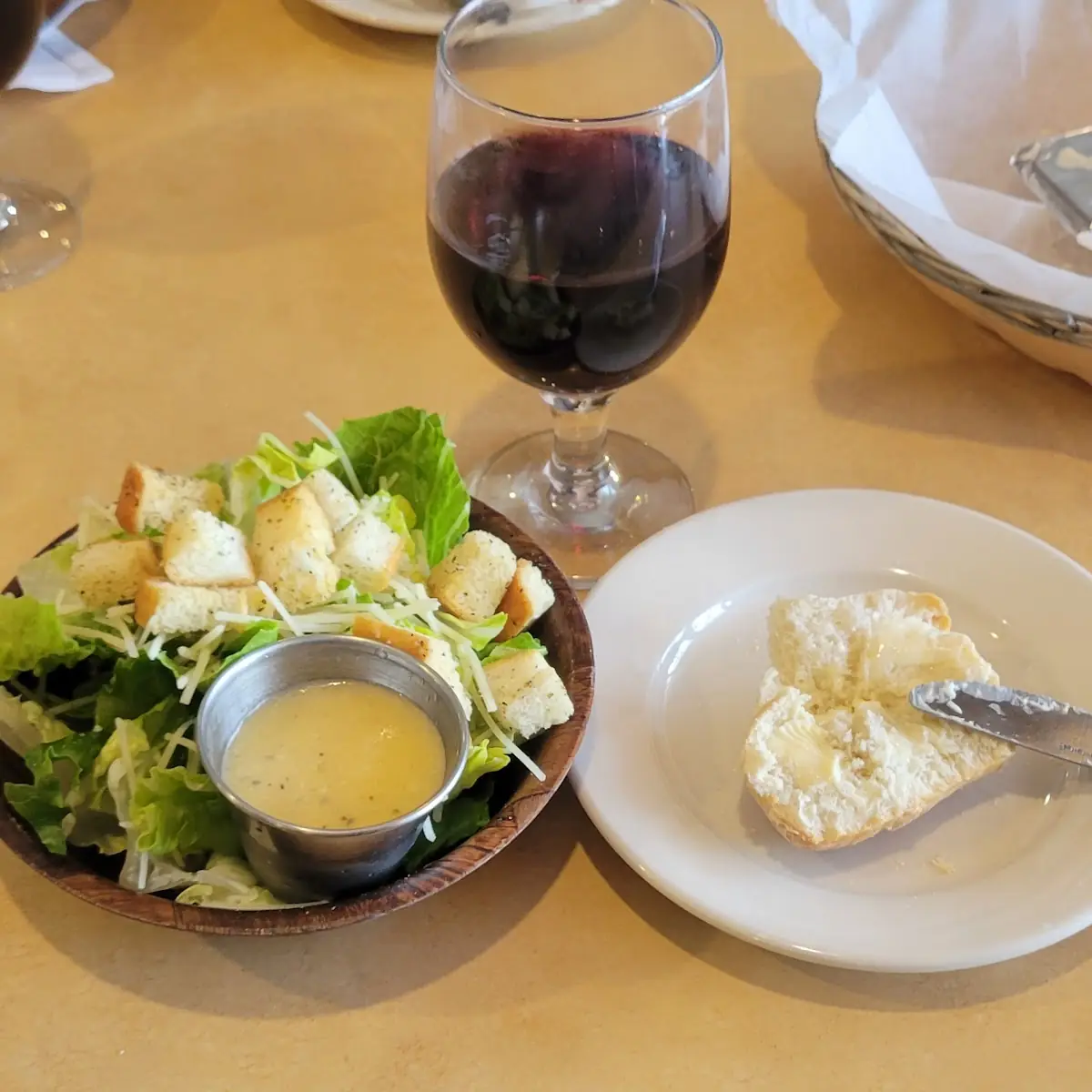Caesar Salad Dinner Rolls and the House Wine