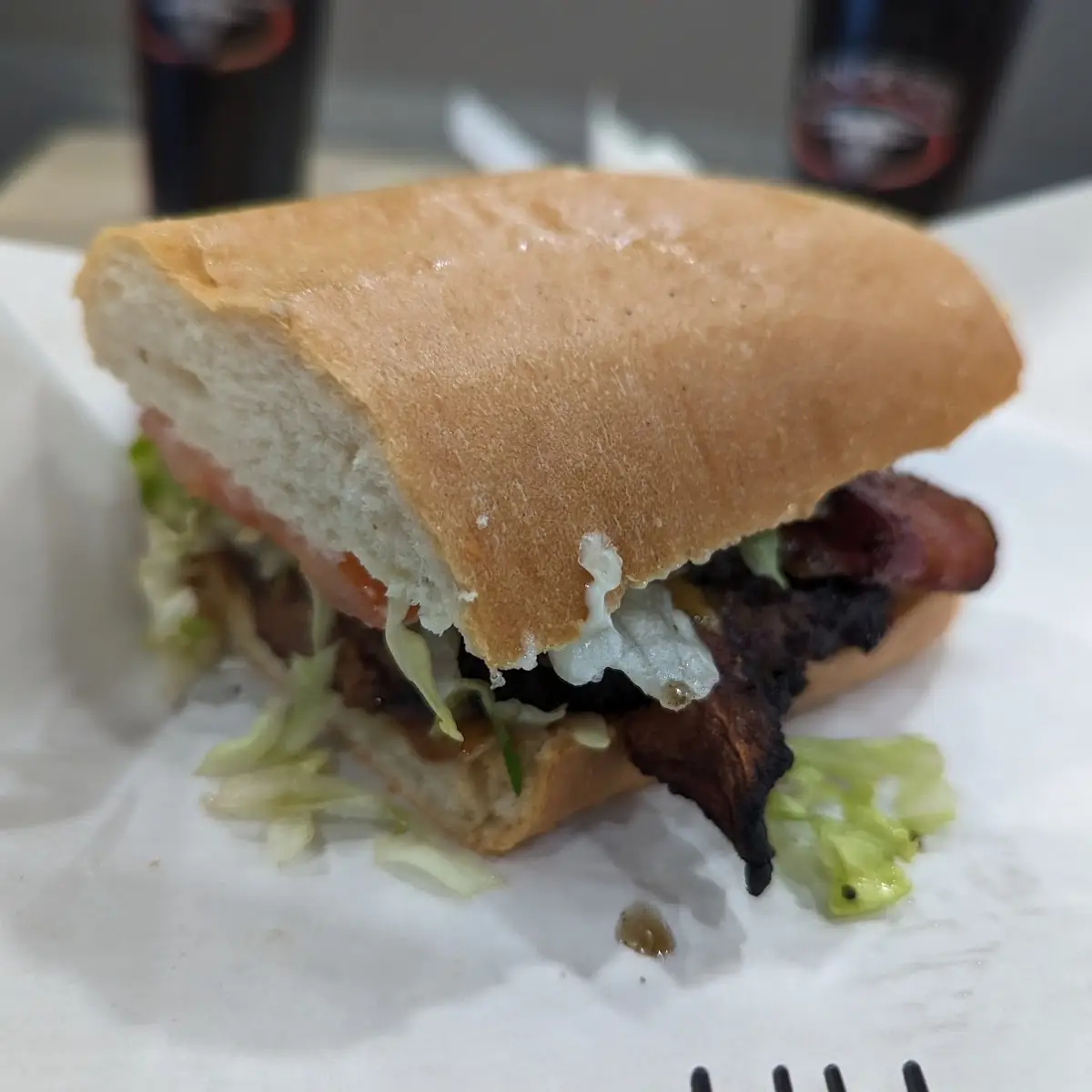 Half of a Bacon Burger Side by Side