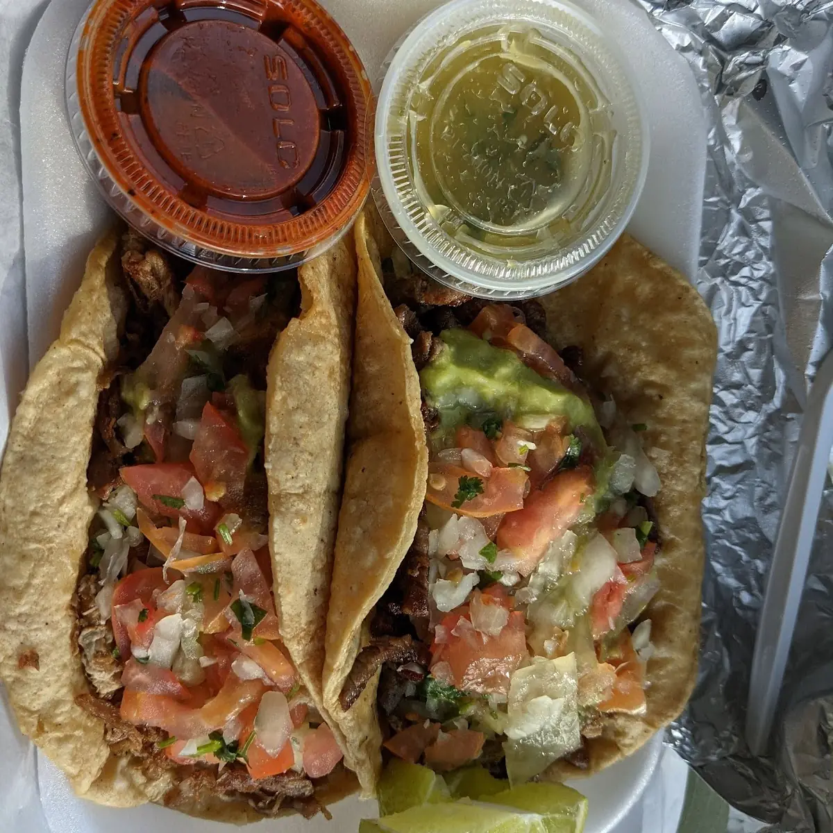 Asada Taco and Carnitas Taco