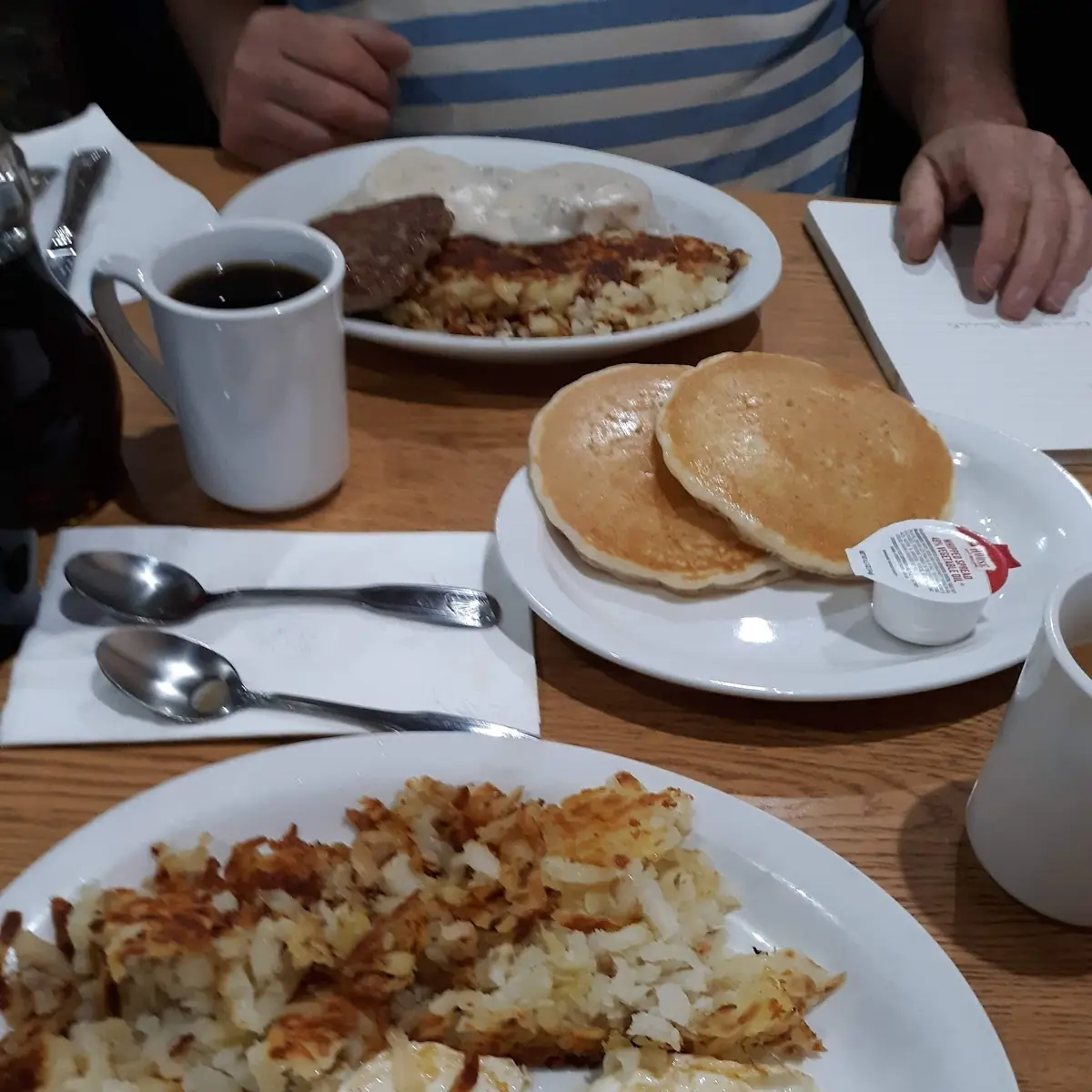 Hash Browns Fried Eggs & Pancakes