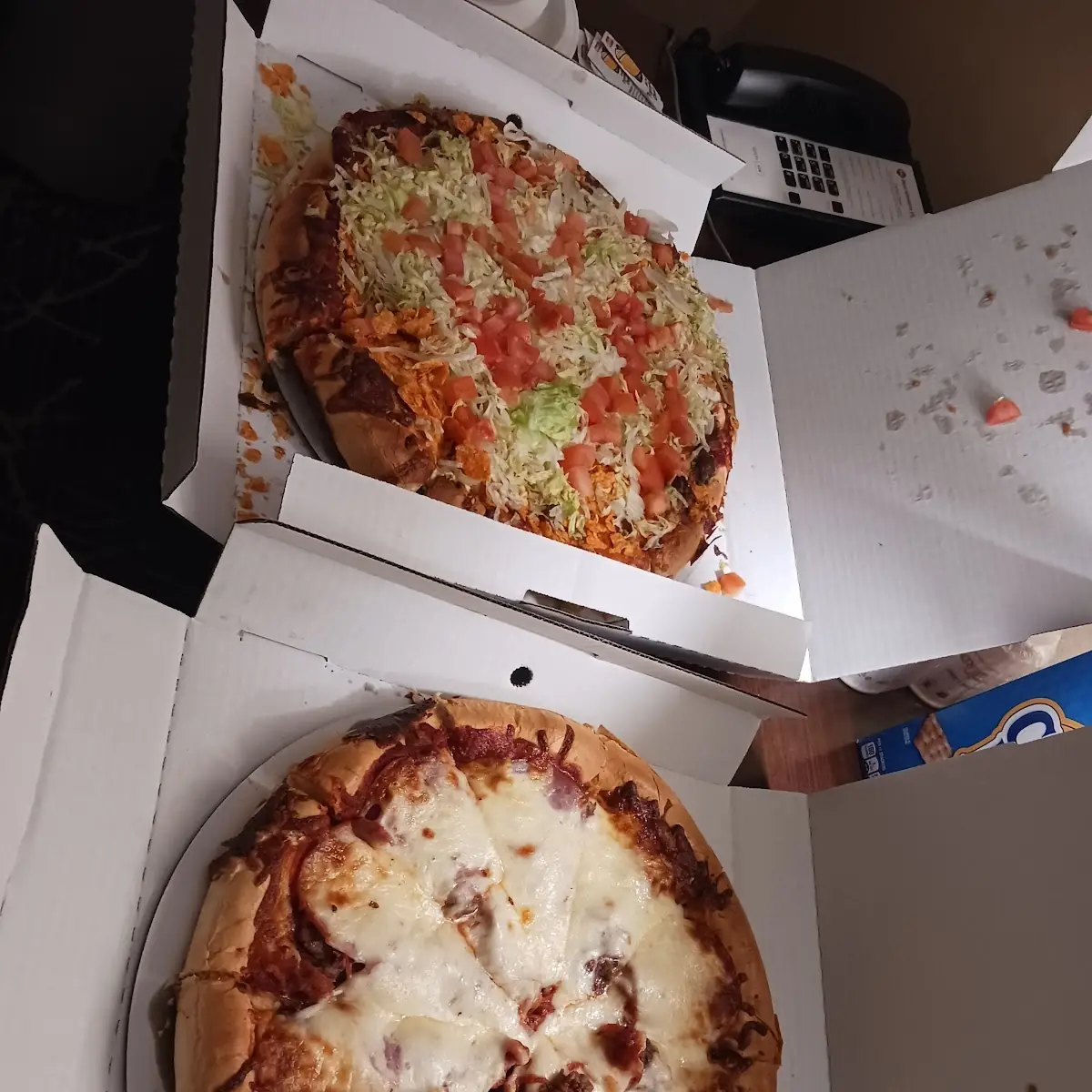 Taco Pizza and All Meat Pizza