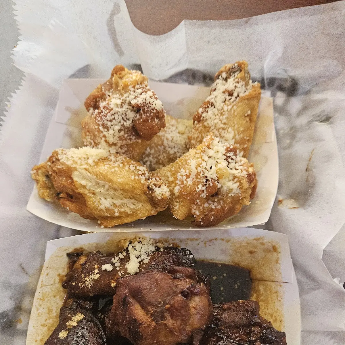 Ginger Wings and Garlic Parmesan Wings