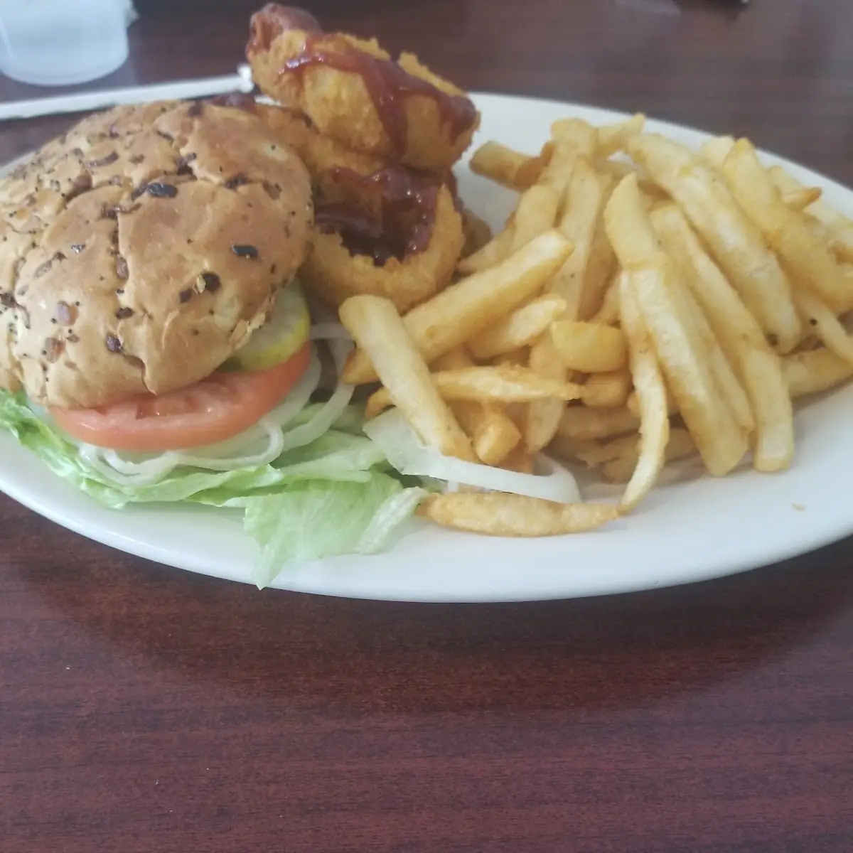 Western BBQ Burger and Fries
