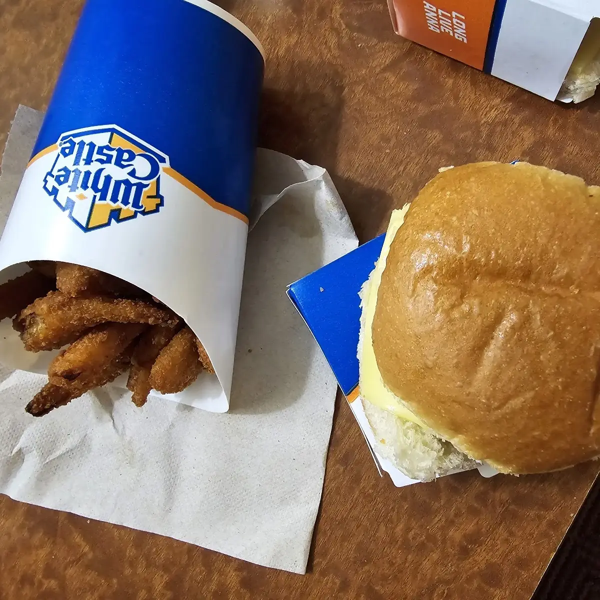 Onion Chips and Fish Sandwich