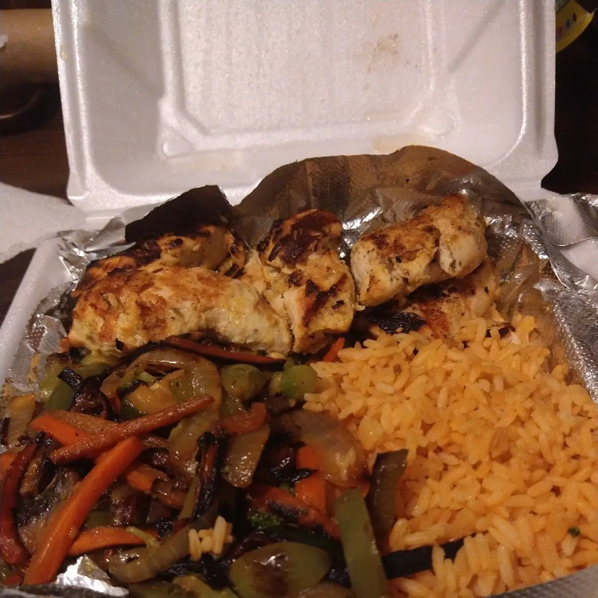 Chicken Kabob and Steak Tip Combo Plain or Honey BBQ with Fries and Coleslaw