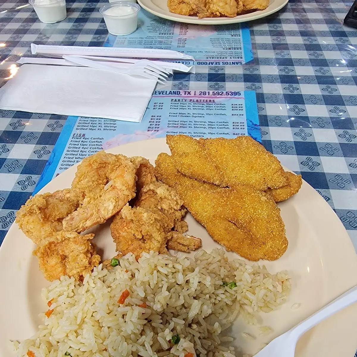 Fried Catfish Fried Shrimp and Fried Rice