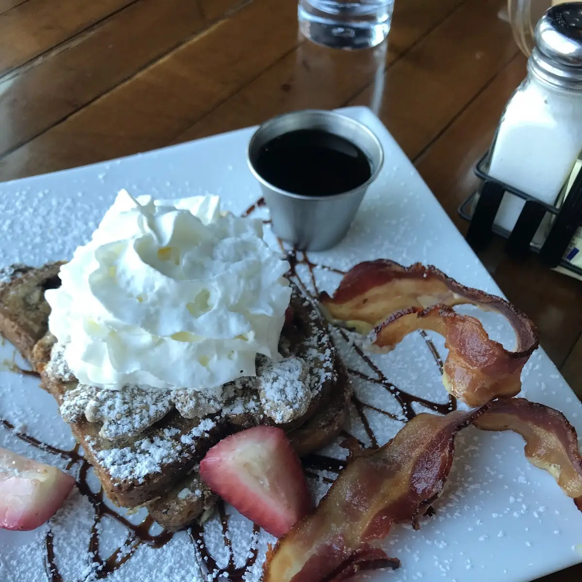 House Blueberry Serrano Jam Mixed Berries Whipped Cream Powdered Sugar Syrup