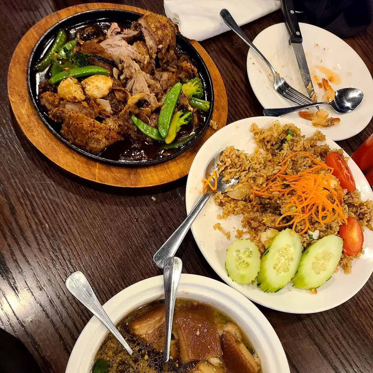Crispy Duck Shrimp Fried Rice Sweet Pork & Eggs