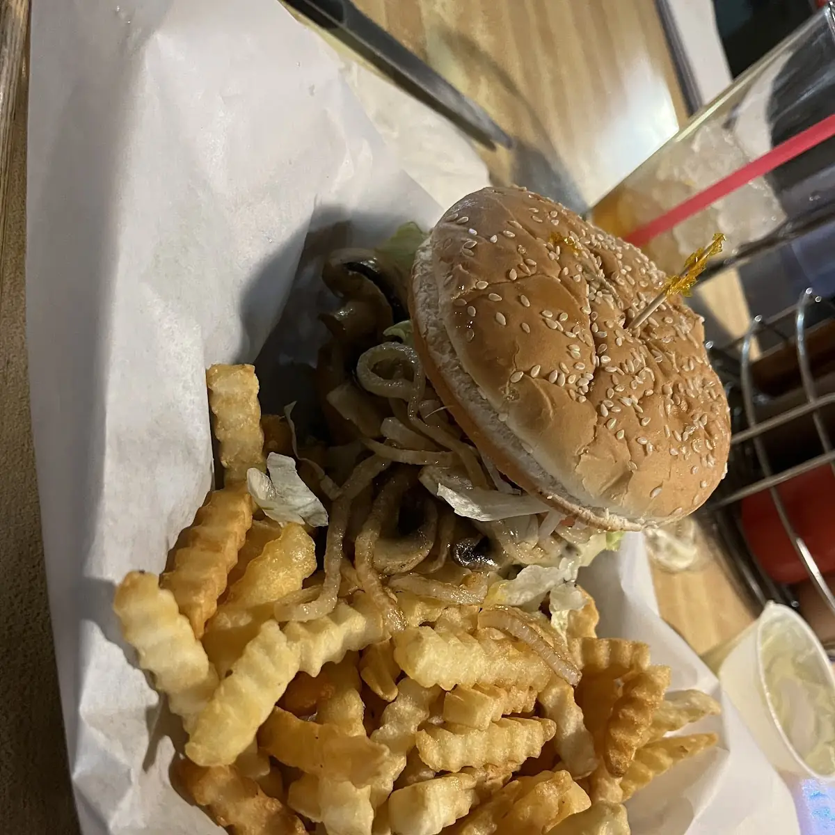 Mushroom Burger and Fries
