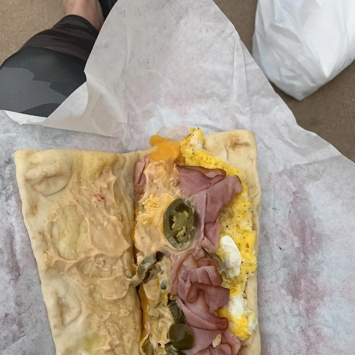 Ham Egg and Cheese Flatbread