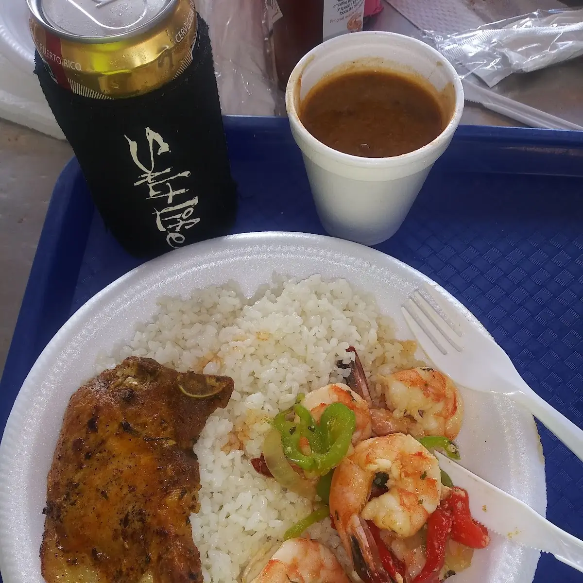 Pork Chop Rice and Beans with Garlic Shrimp