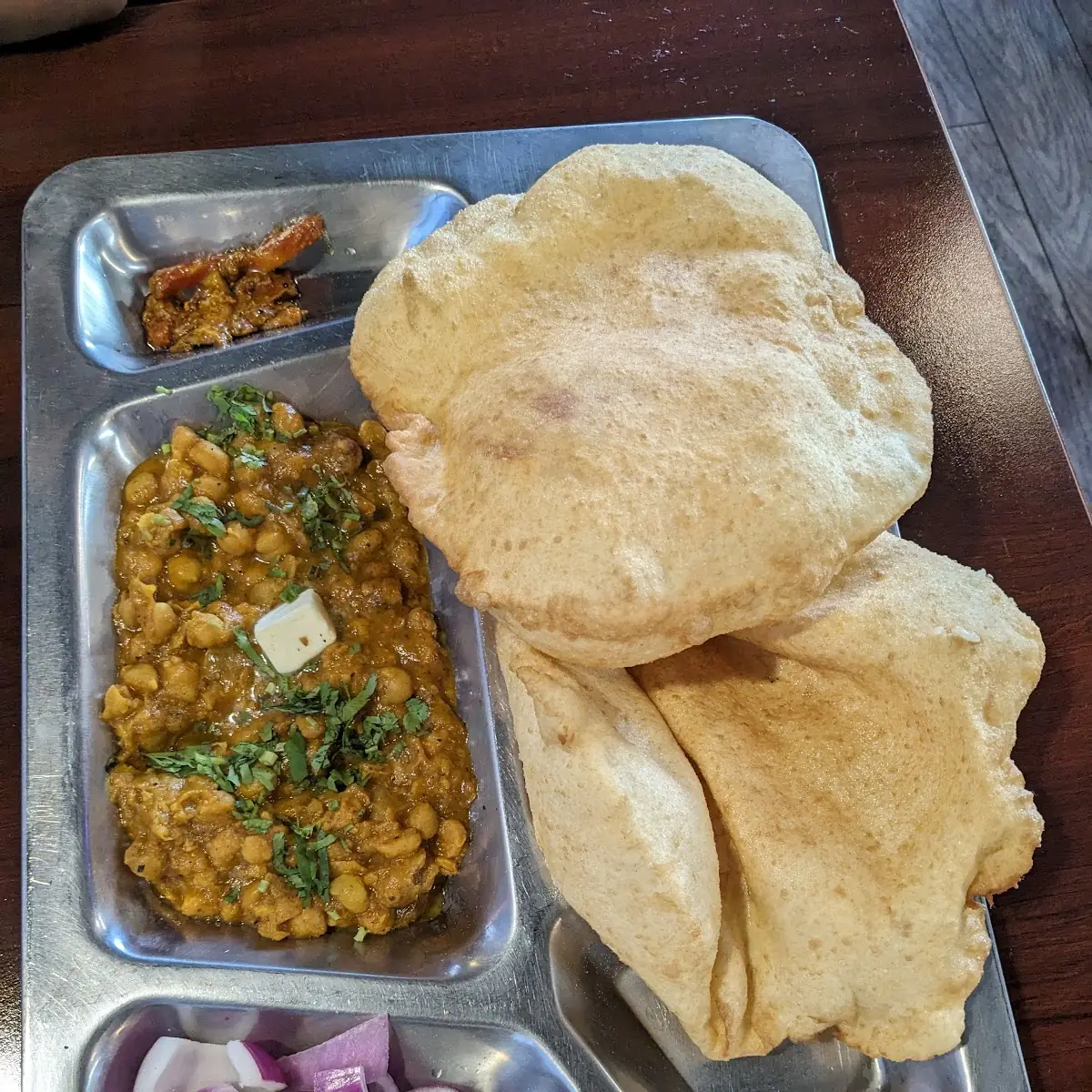 Chole Bhature with Onion Salad