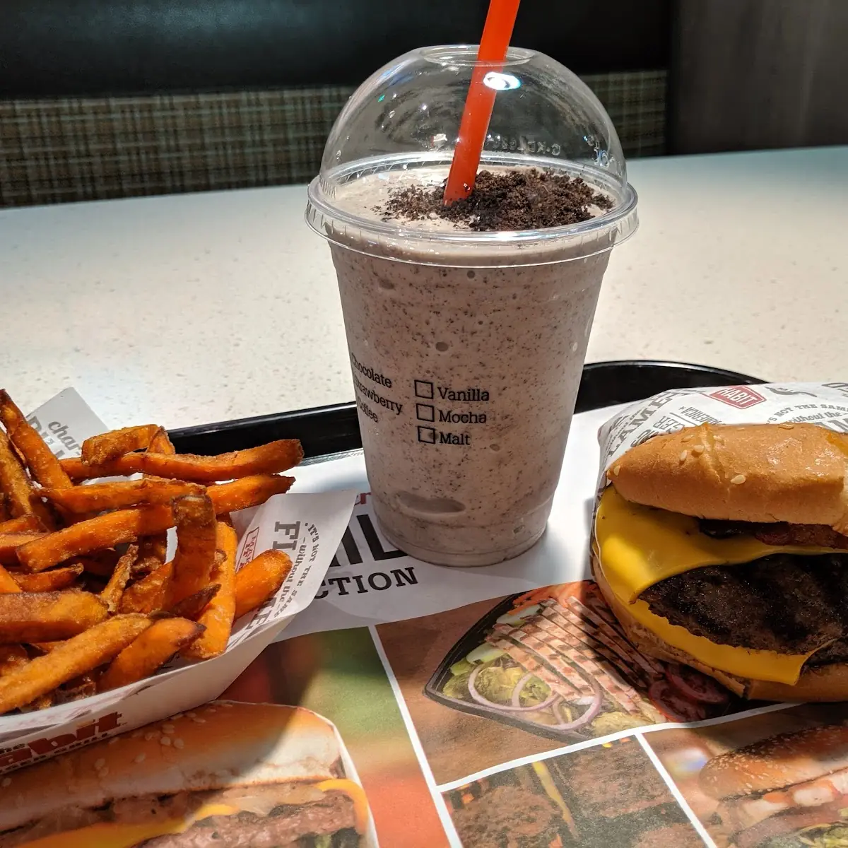 Bacon Cheese Burger and Fries