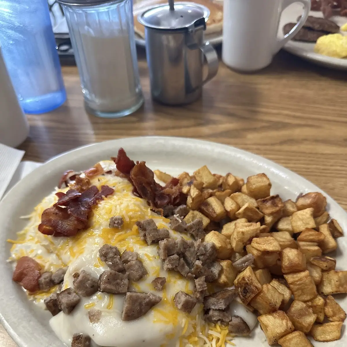 Smothered Biscuits and Hash Browns