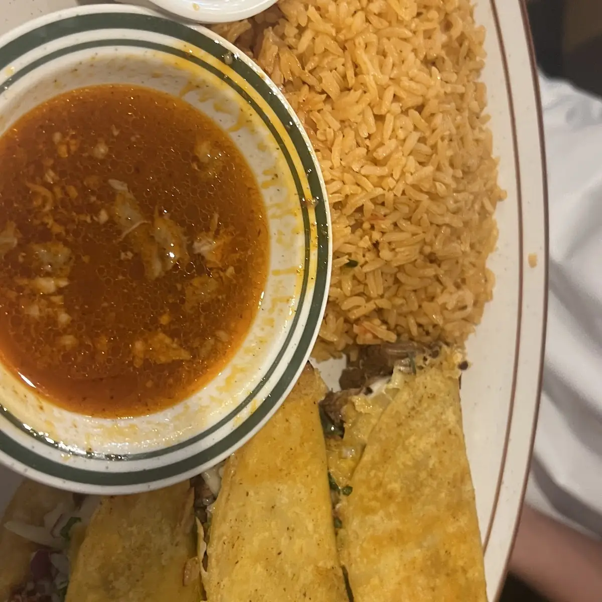 One Chile Relleno One Taco Rice and Beans