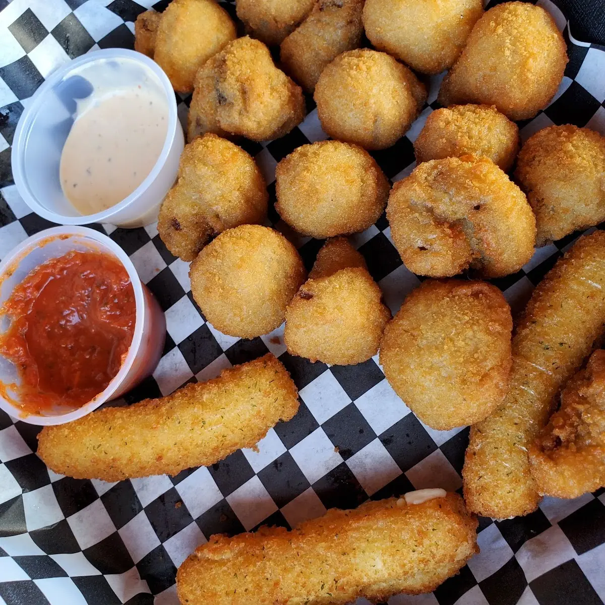 Fried Mushrooms and Cheese Sticks
