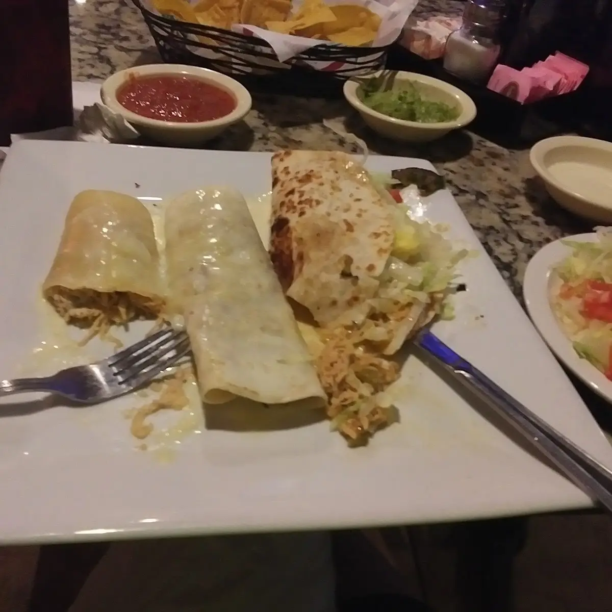 All Chicken Burritos Quesadilla an Enchilada