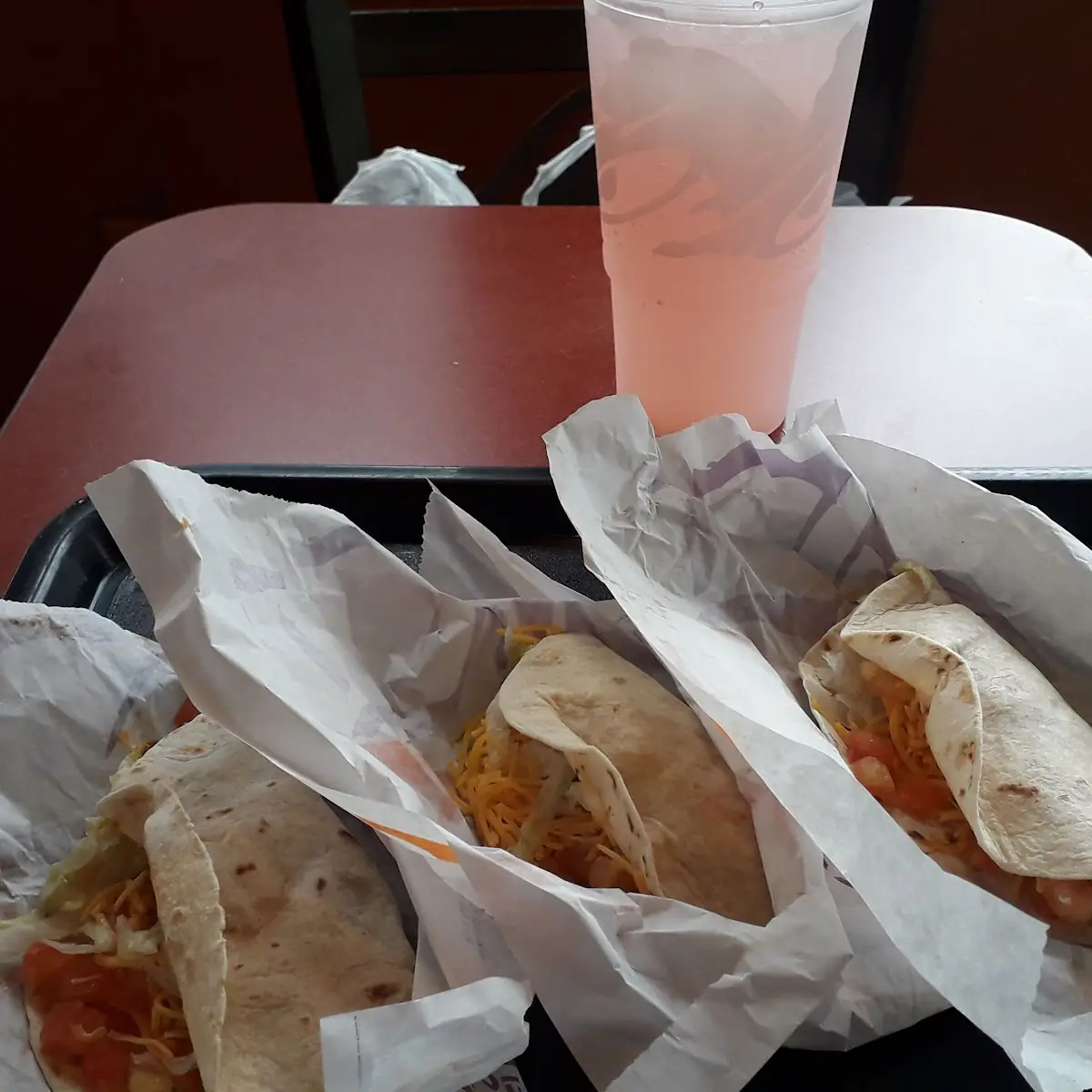 Soft Beef Taco and Pink Lemonade