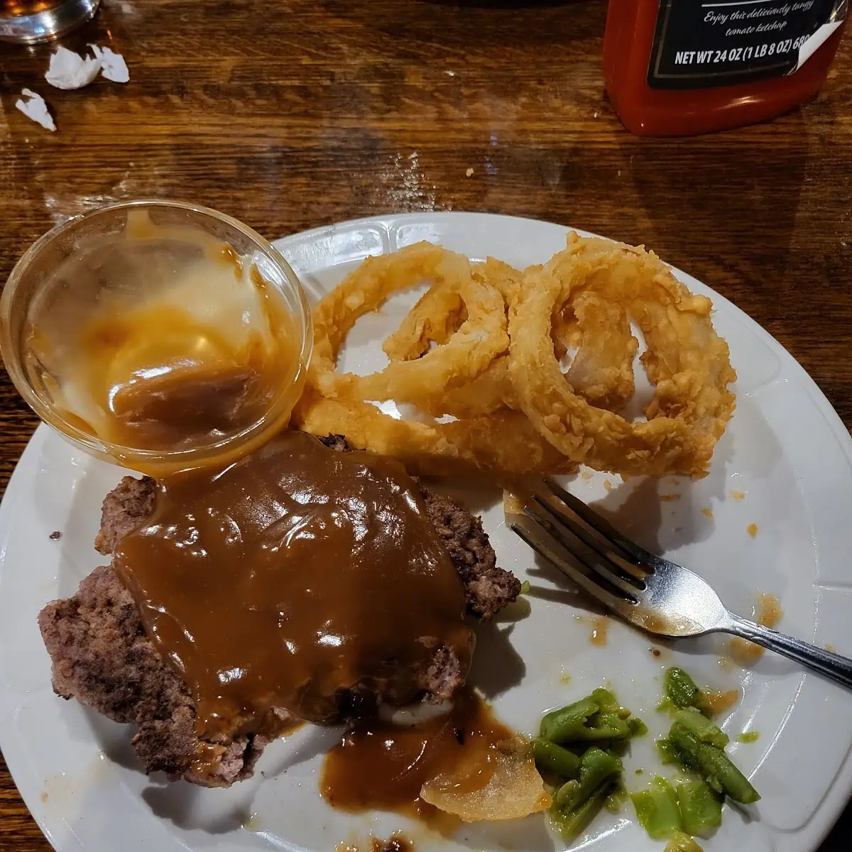 Hamburger Steak and Onion Rings