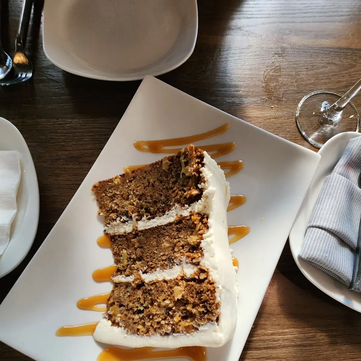Layered Carrot Cake with Caramel Drizzle
