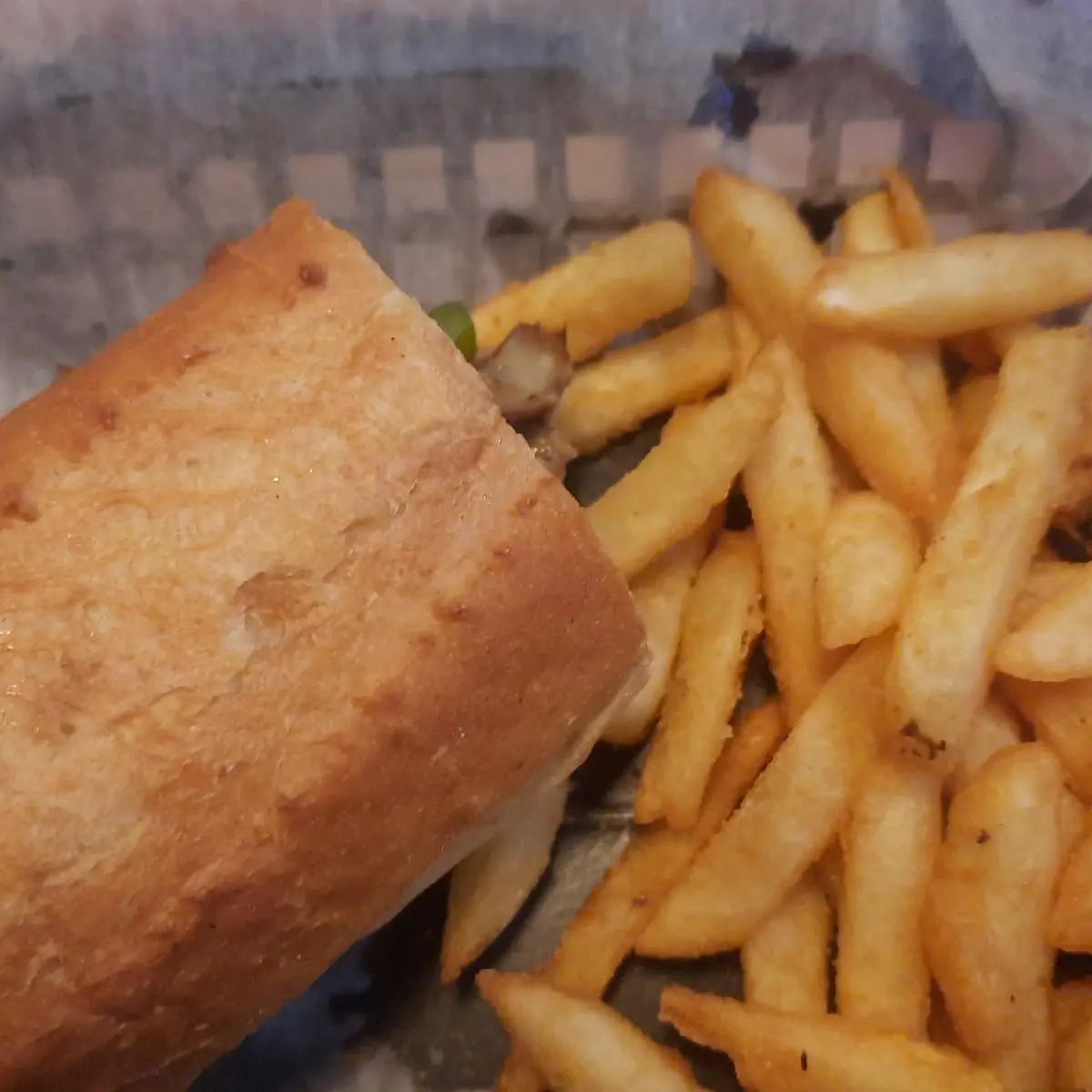 Philly Cheesesteak Sub and Fries